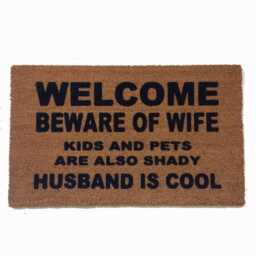 Funny Husband Is Cool Doormat - Beware Of Wife, Kids & Pets - thumbnail 1