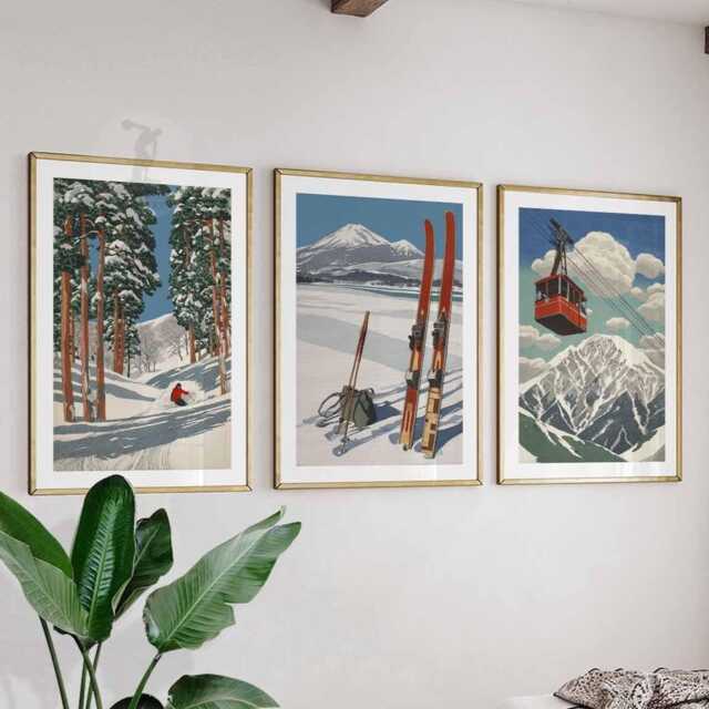 Japanese Ski Poster Set Of 3 - Vintage Skiing Wall Art, Travel Scenic Japan Slopes Prints, Winter Sports Gift Idea - image 1