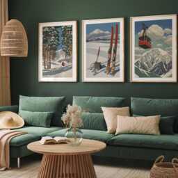 Japanese Ski Poster Set Of 3 - Vintage Skiing Wall Art, Travel Scenic Japan Slopes Prints, Winter Sports Gift Idea - thumbnail 2