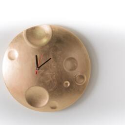 Hand Gilded Gold Moon Wall Clock Whimsical Home Decor - thumbnail 4