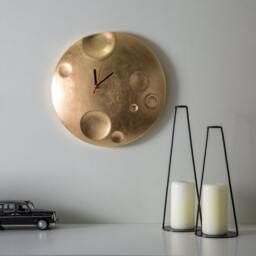 Hand Gilded Gold Moon Wall Clock Whimsical Home Decor - thumbnail 3