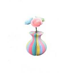 Rainbow Mini Vase With Paper Roses - Anniversary Gift Colourful Flower Handmade - thumbnail 1