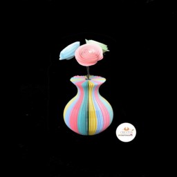 Rainbow Mini Vase With Paper Roses - Anniversary Gift Colourful Flower Handmade - thumbnail 2