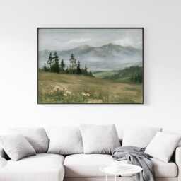 Mountain Meadow Poster, Pine Landscape Print, Nature Wall Art, Paper - thumbnail 2