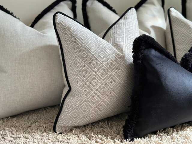 Neutral Cream Geometric Cushion Cover Custom Throw Pillow Cover - Paris - image 1