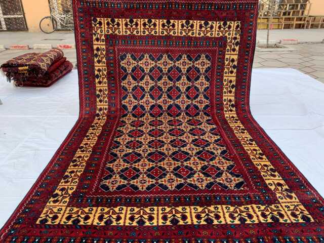 Handwoven Afghan Wool Rug 6.5x10.1 Ft Yousafi Tribal Geometric Carpet - image 1