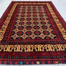 Handwoven Afghan Wool Rug 6.5x10.1 Ft Yousafi Tribal Geometric Carpet - thumbnail 2