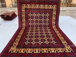 Handwoven Afghan Wool Rug 6.5x10.1 Ft Yousafi Tribal Geometric Carpet - thumbnail 1