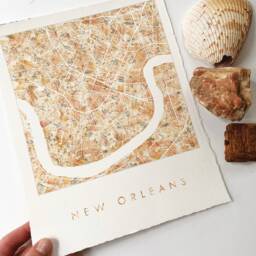 New Orleans Map Urban Fabric Watercolor Texture Painting Louisiana City Plan - Art Print Graduation Wedding Anniversary Realtor Moving Earth - thumbnail 1
