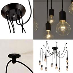 Pendant Light Chandelier - 14 Hanging Ceiling Fixture Modern Style Great Atmosphere Led Lightbulbs Bar Lighting Black Only - thumbnail 4