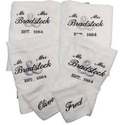 Personalised Wedding Towel Set, Bath Mr & Mrs Towels, Embroidered 2nd Anniversary Gift, Silver Ruby Golden Anniversary