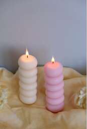 Pebble Pillar Candle - Handmade Soy Wax Modern Home Decor Valentine's Day Gift Mother's Decorative - thumbnail 1