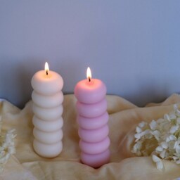 Pebble Pillar Candle - Handmade Soy Wax Modern Home Decor Valentine's Day Gift Mother's Decorative - thumbnail 2