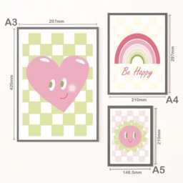 Pastel Kids Room Prints Retro Positive Quote Wall Art, Be Happy Poster - thumbnail 2