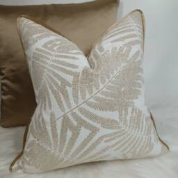 Harlequin Espinillo Gold Metallic Fern - Piped Cushion Cover Modern Home Decor For Chair Sofa & Bed Pillow Designer Handmade - thumbnail 2