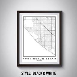 Huntington Beach Map Art Print California Travel Poster, Office Decor - thumbnail 2