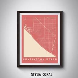 Huntington Beach Map Art Print California Travel Poster, Office Decor - thumbnail 3