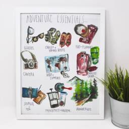Adventure Essentials Art Print 11x14In, Home Decor, Travel Art, Wall Artwork - thumbnail 2