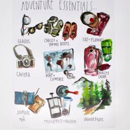 Adventure Essentials Art Print 11x14In, Home Decor, Travel Art, Wall Artwork - thumbnail 3