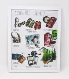 Adventure Essentials Art Print 11x14In, Home Decor, Travel Art, Wall Artwork - thumbnail 1
