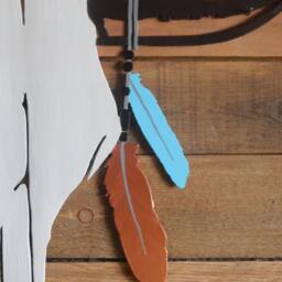 Western Metal Wall Art - Boho Decor Hand Painted Cow Skull Turquoise Beads Tribal Feather Bohemian - thumbnail 2