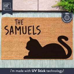 Family Cat Doormat - Black Customised Pet Door Mat Unique Gift Pets Coir - thumbnail 1
