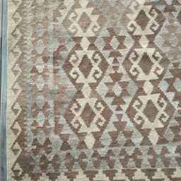 Handmade Afghan Kilim Rug, Artisan Natural Wool Flatweave, Tribal Geometric Turkish Persian Navajo Bohemian Design, 268x184 cm - thumbnail 2