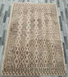 Handmade Afghan Kilim Rug, Artisan Natural Wool Flatweave, Tribal Geometric Turkish Persian Navajo Bohemian Design, 268x184 cm - thumbnail 1