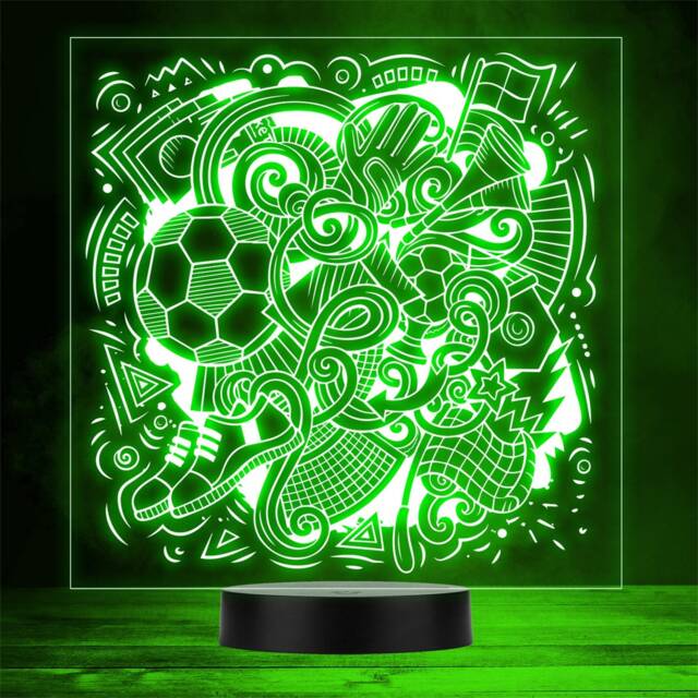 Football Fan Doodle Icons Personalised Gift Any Colour Led Night Light - image 1