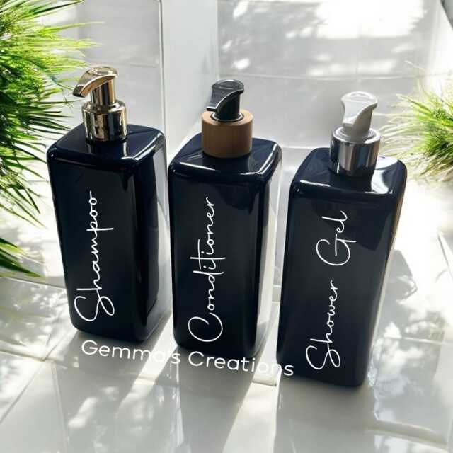 Personalised Navy Blue Square Soap Dispenser Bottle With Pump 500Ml - 12 Options - image 1