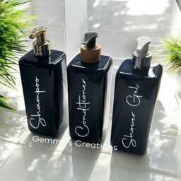 Personalised Navy Blue Square Soap Dispenser Bottle With Pump 500Ml - 12 Options