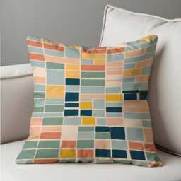 Modern Geometric Cushion Cover, Abstract Mosaic Throw Pillowcase, Mid Century Style Sofa Case - thumbnail 4