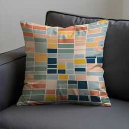 Modern Geometric Cushion Cover, Abstract Mosaic Throw Pillowcase, Mid Century Style Sofa Case - thumbnail 3