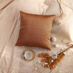 Cinnamon Gold Pillow, Throw Pillow Cover, Decorative Cushion Accent Polyester Blend, Patterned Shiny Pillow - thumbnail 4
