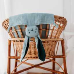 Muslin Baby Lovey Comforter Comfort Blanket Cuddle Cloth Bunny Lovey. Newborn Christmas Gift Oversized Ears Bun - thumbnail 3
