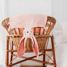 Muslin Baby Lovey Comforter Comfort Blanket Cuddle Cloth Bunny Lovey. Newborn Christmas Gift Oversized Ears Bun - thumbnail 2
