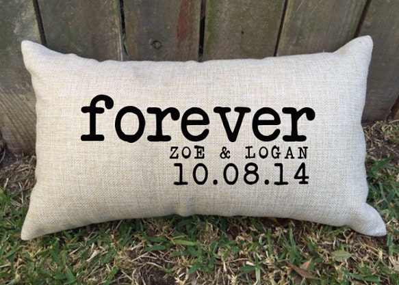 Personalized Couple Names Pillow, Anniversary Gift, 100% Cotton - image 1