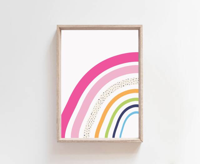 Girls Nursery Prints, Rainbow Print, Decor, Bedroom Pink Wall Art, Girl Prints