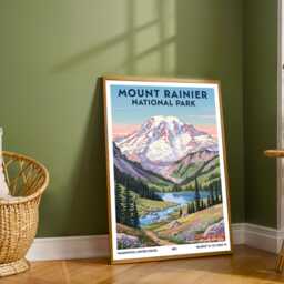 Mount Rainier National Park Washington Travel Poster - Vintage Illustration Usa Print - thumbnail 2