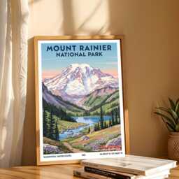 Mount Rainier National Park Washington Travel Poster - Vintage Illustration Usa Print - thumbnail 3