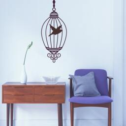 Cute Decorative Hanging Birdcage Wall Vinyl Decal - 36 - thumbnail 2