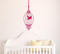 Cute Decorative Hanging Birdcage Wall Vinyl Decal - 36 - thumbnail 1