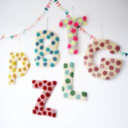 Green Custom Letter Polka Dot Wall Hanging - thumbnail 2