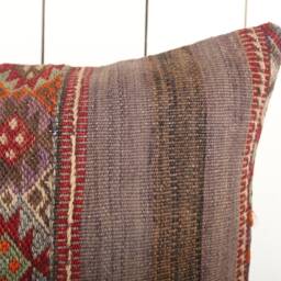 Kilim Pillow Cover Turkish Bohemian Cushion, 16x16 Accent - thumbnail 3