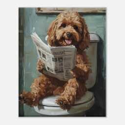 Funny Red Cockapoo Toilet Canvas Art Print Restroom Oil Painting - thumbnail 2