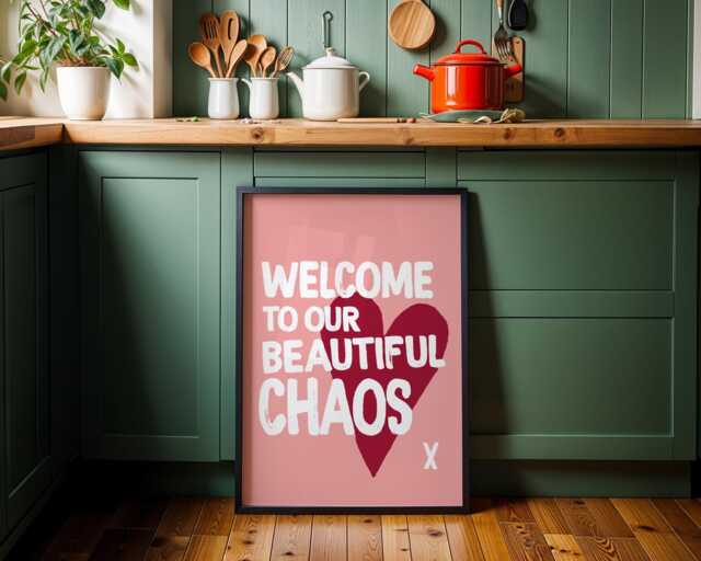 Welcome To Our Beautiful Chaos Print, Family Quote Quote - image 1