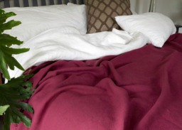 Linen Bedspread Burgundy Bordeaux Coverlet - Solid Made To Order in The Usa Soft Bedding - thumbnail 1