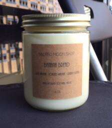 Banana Bread Vegan Handmade Soy Wax Candle // 16 Oz. Reusable Glass Jar With Wooden Wick - thumbnail 2