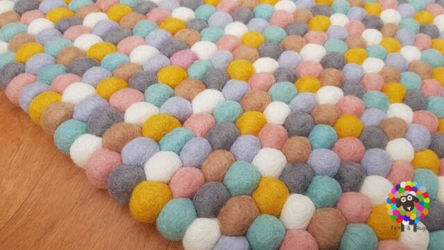 Handmade Wool Felt Ball Rug Colorful Play Mat - 20-250 cm - image 1