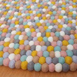 Handmade Wool Felt Ball Rug Colorful Play Mat - 20-250 cm - thumbnail 4